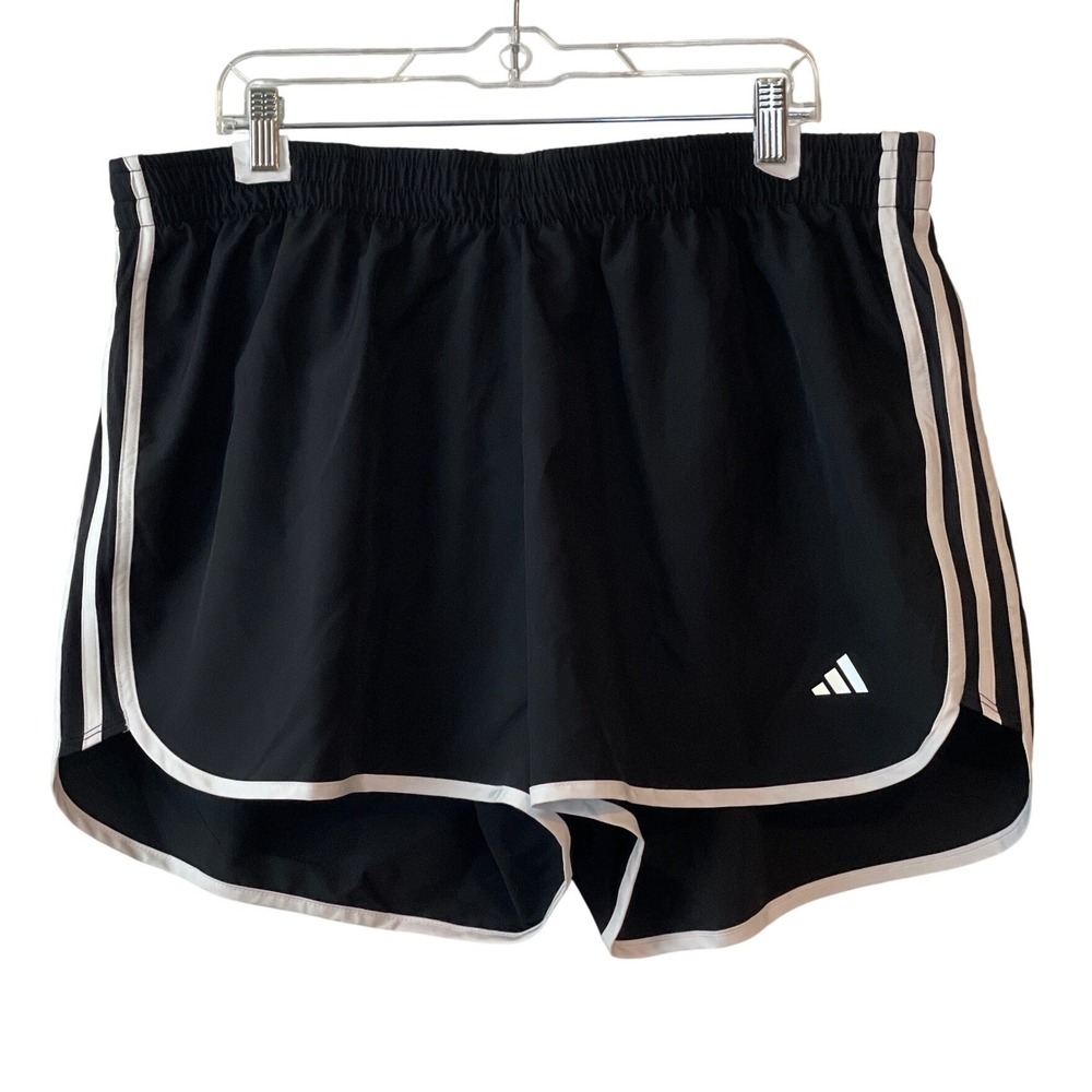 Adidas M20 Running Carrera Shorts Womens 2X Black White AeroReady Plus Size New